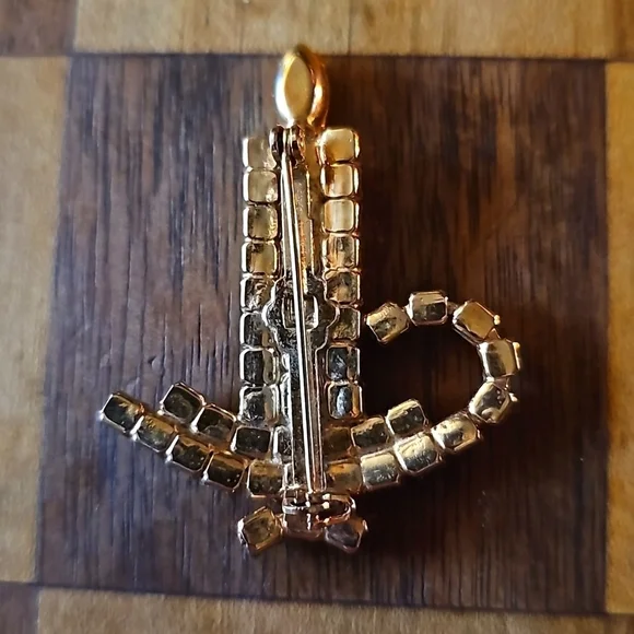 Vintage Rhinestone Candle Brooch - Picture 3 of 3